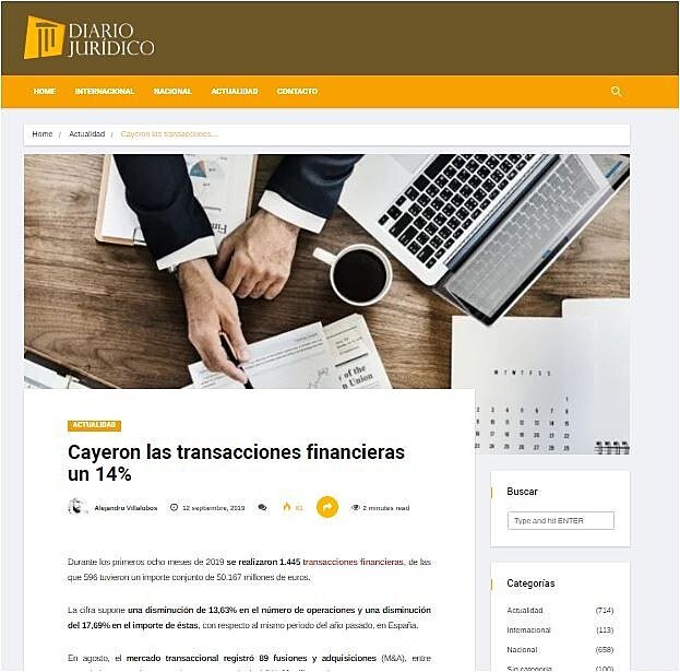 Cayeron las transacciones financieras un 14%